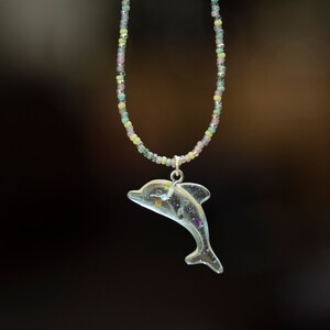 Glitter Dolphin Beaded Choker Necklace