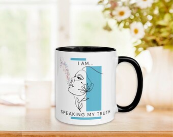 私は「真実を語っています」、アファメーションマグ、チャクラマグ、インスピレーションマグ、コーヒーマグ