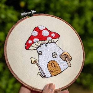 Mushroom Fairy House Embroidery Pattern digital PDF pattern hand embroidery step by step guide image 3