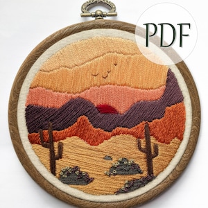 Embroidery pattern desert sunset stitch by numbers landscape PDF digital guide