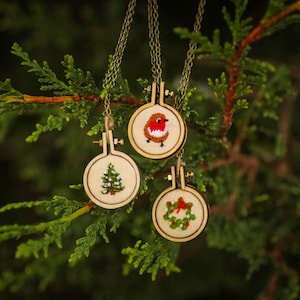 DIY Christmas 6 Mini Embroidery Hoop Decorations/Earrings Digital Pattern step by step festive craft guide PDF only image 3