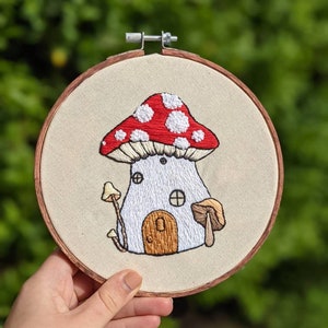 Mushroom Fairy House Embroidery Pattern digital PDF pattern hand embroidery step by step guide image 2