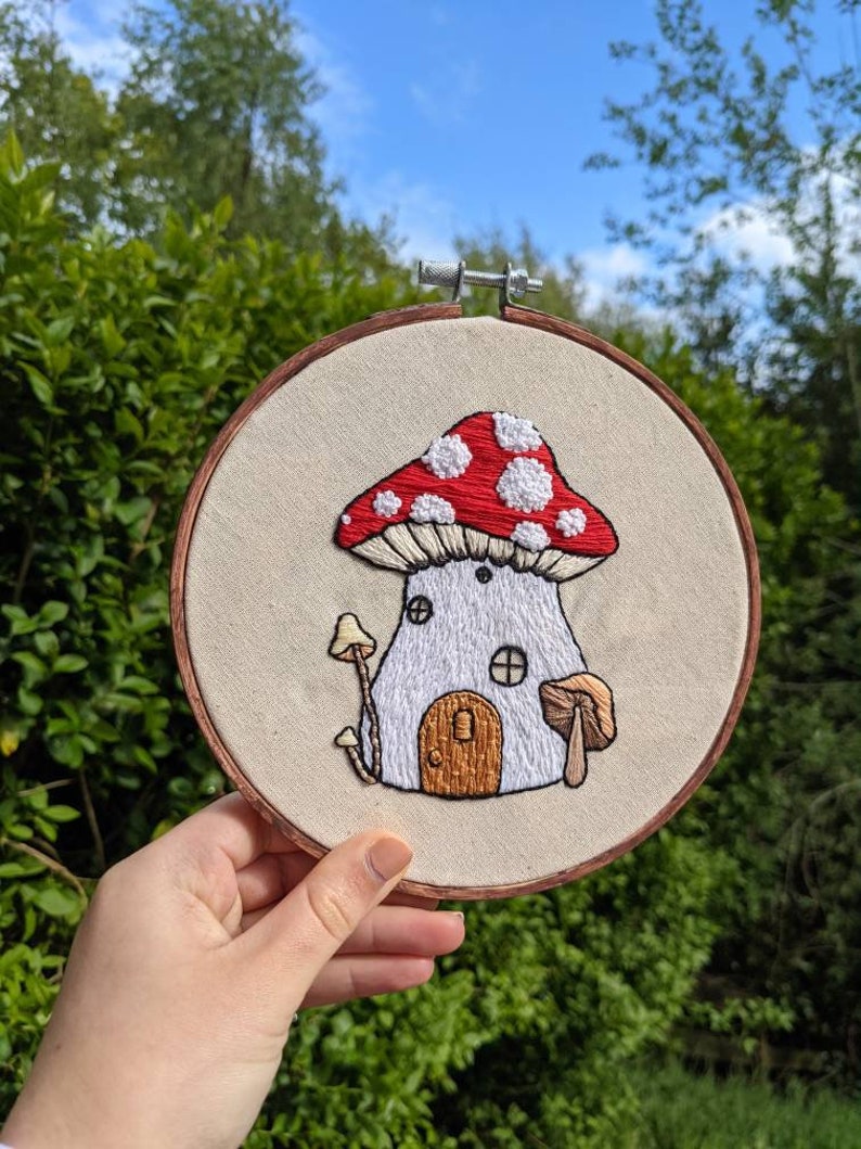 Mushroom Fairy House Embroidery Pattern digital PDF pattern hand embroidery step by step guide image 7