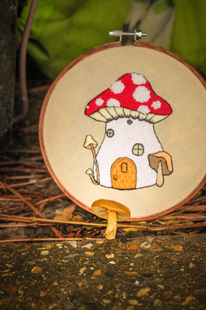 Mushroom Fairy House Embroidery Pattern digital PDF pattern hand embroidery step by step guide image 5