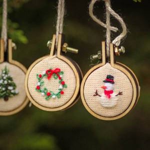 DIY Christmas 6 Mini Embroidery Hoop Decorations/Earrings Digital Pattern step by step festive craft guide PDF only image 2