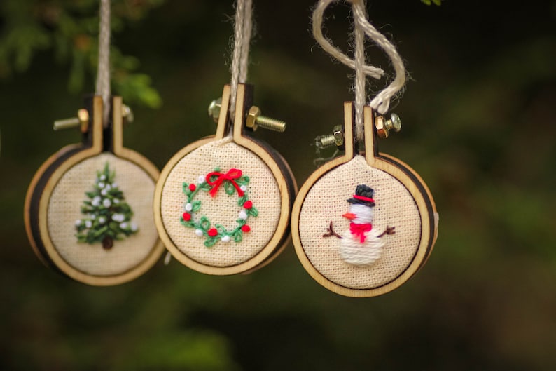 DIY Christmas 6 Mini Embroidery Hoop Decorations/Earrings Digital Pattern step by step festive craft guide PDF only image 2