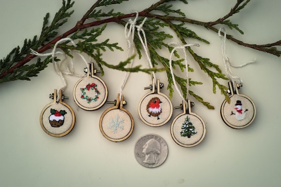 DIY Christmas 6 Mini Embroidery Hoop Decorations/earrings digital Pattern  Step by Step Festive Craft Guide PDF Only -  UK