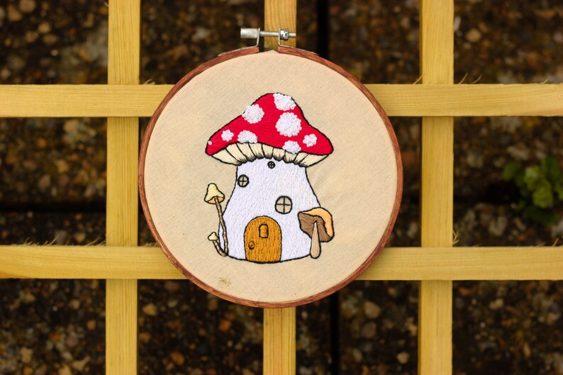 Mushroom Fairy House Embroidery Pattern digital PDF pattern hand embroidery step by step guide image 4