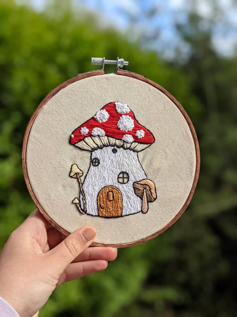 Mushroom Fairy House Embroidery Pattern digital PDF pattern hand embroidery step by step guide image 9