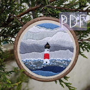 Lighthouse embroidery pattern PDF guide sea landscape