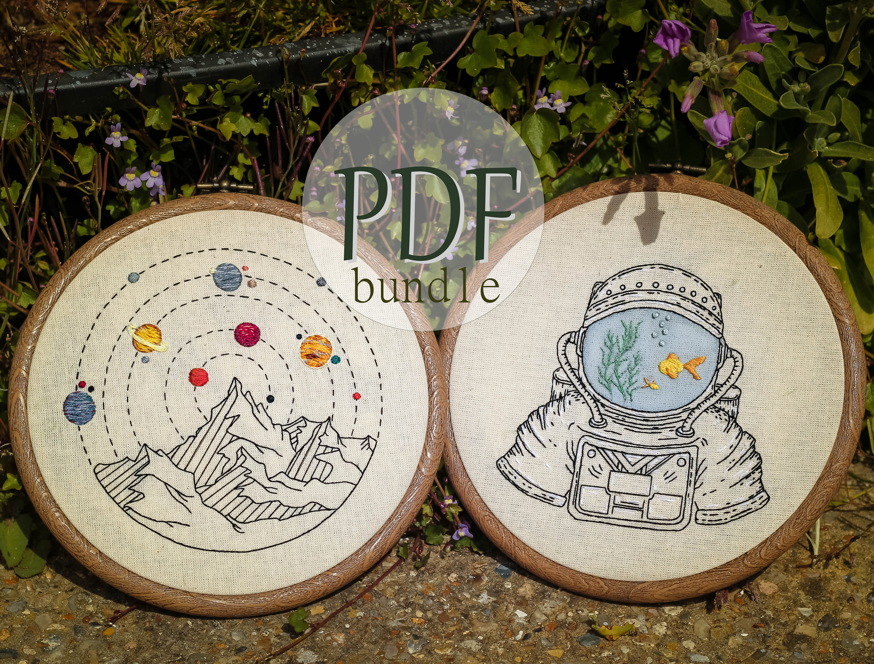 Space Embroidery Patterns X2 Mountain Solar System and - Etsy Israel