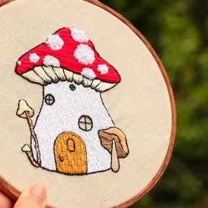 Mushroom Fairy House Embroidery Pattern digital PDF pattern hand embroidery step by step guide image 6