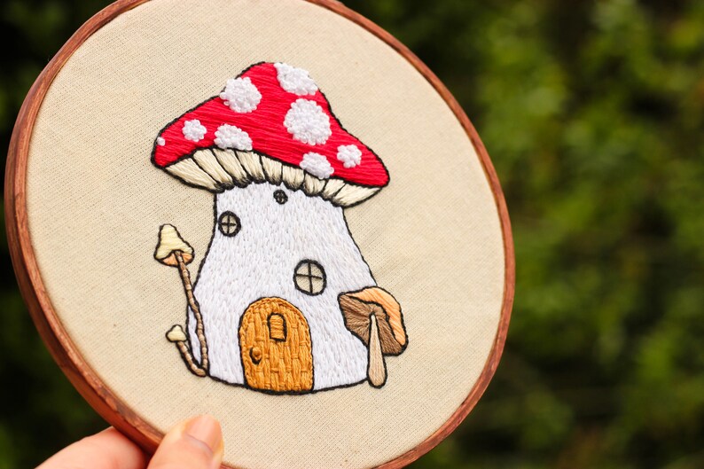 Mushroom Fairy House Embroidery Pattern digital PDF pattern hand embroidery step by step guide image 6