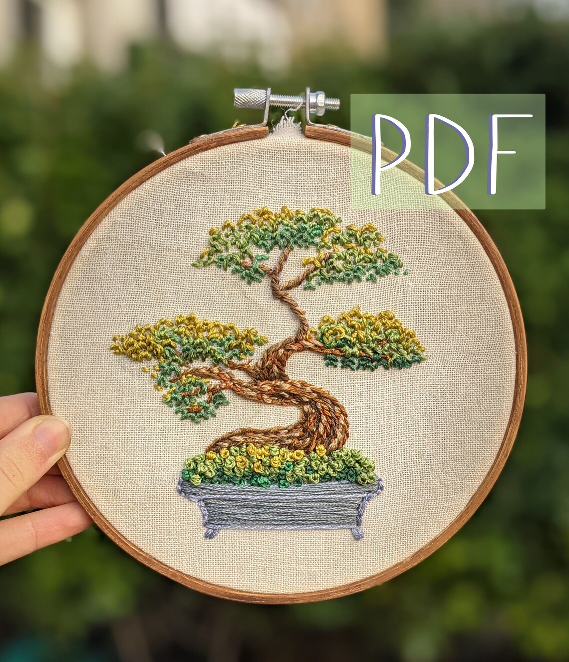 Bonsai Tree Embroidery Pattern PDF - Hand Embroidery DIY Decor Wall Art ...