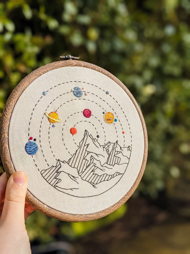 Mountain Solar System Embroidery Kit Space Etsy