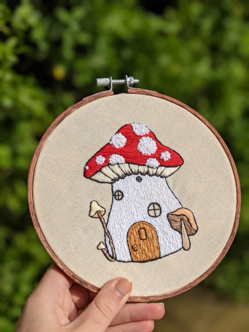 Mushroom Fairy House Embroidery Pattern digital PDF pattern hand embroidery step by step guide image 8