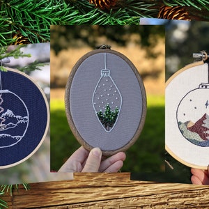 3 x Christmas Bauble Embroidery Patterns easy beginner quick PDF digital pattern bundle decorations