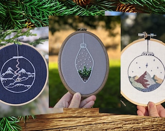 3 x Christmas Bauble Embroidery Patterns easy beginner quick PDF digital pattern bundle decorations