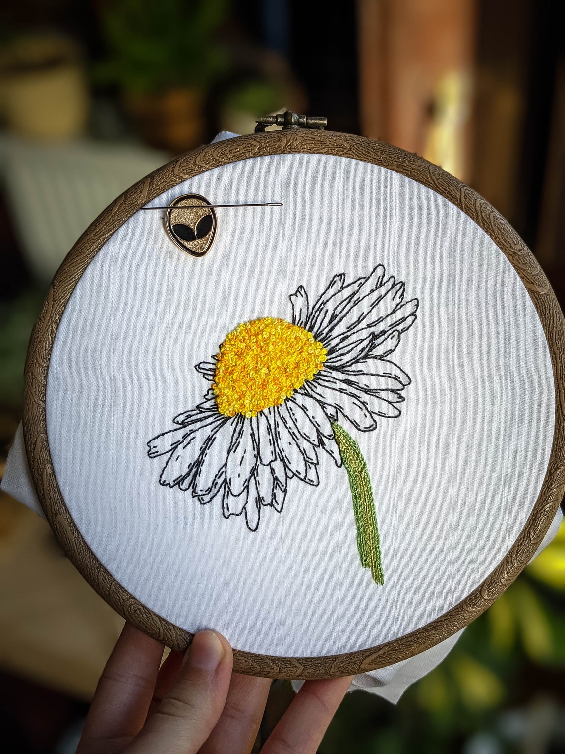 Daisy beginner embroidery pattern flower floral easy digital | Etsy