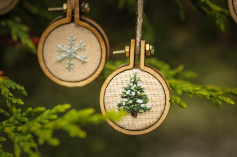 DIY Christmas 6 Mini Embroidery Hoop Decorations/Earrings Digital Pattern step by step festive craft guide PDF only image 6