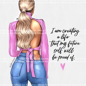 Instant Download Fashion Girl Boss Building Her Empire Shopping Bag Luxury  Woman Digital Drawing Pink Suit Outfit Diffrent Hair Colors 