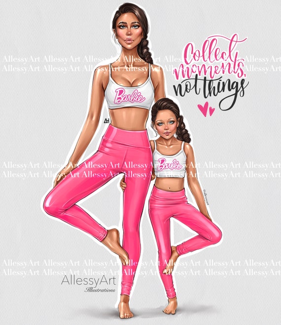 Instant Download Mother and Daughters Love Pink Barbie Fashion