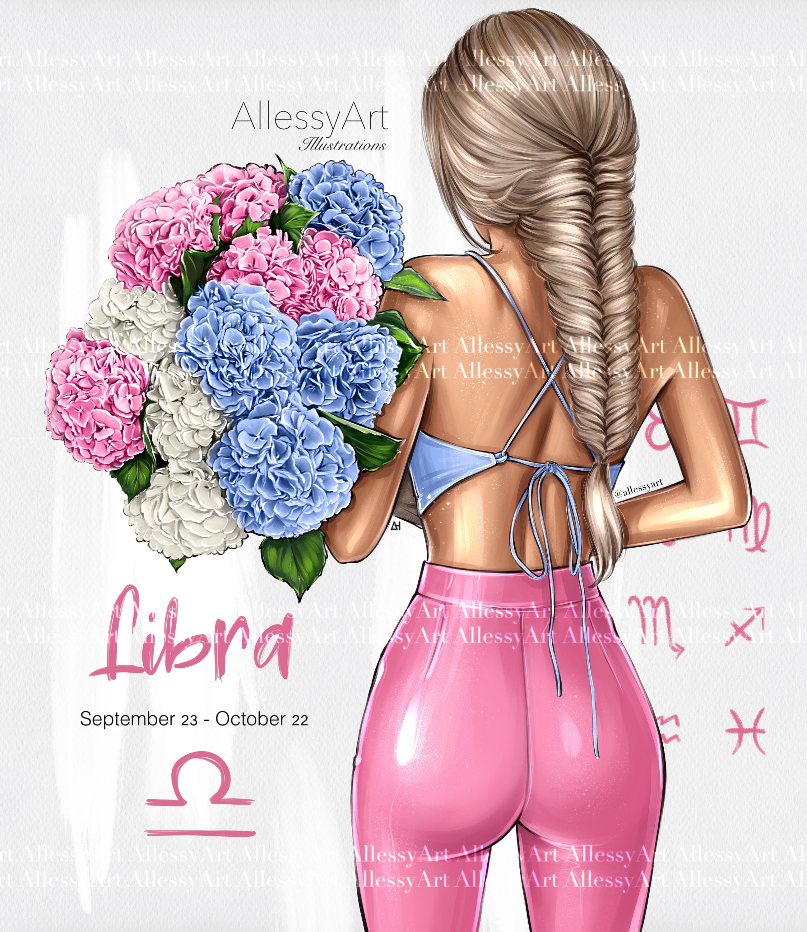 Horoscope Illustration Instant Download, Libra Zodiac Sign