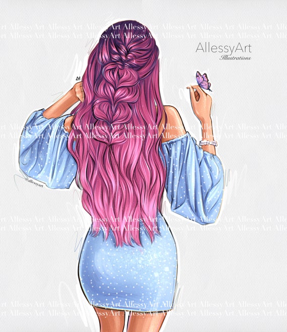 Instant Download Pink Hair Girl Clipart Blue Outfit Fashion - Etsy Instant Download Pink Hair Girl Clipart Blue Outfit Fashion - Etsy