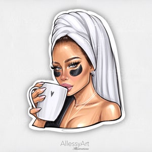 ETIQUETA DIGITAL Tiempo para mí Clipart único dibujado a mano Arte imprimible Tómate tu tiempo Tiempo para ti Amante del café Ámate a ti mismo