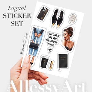 Digitale Sticker Pack Wunschliste Motivationszitate Personalisierte Inspirierende Kunst Affirmationen Druckbare Aufkleber Blatt Frau Inspirierende PNG