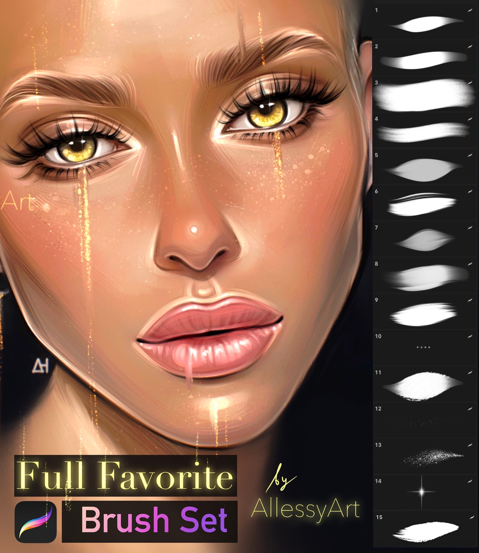 Full Favorite Procreate Brushes, Set of 15 Brushes, Procreate App