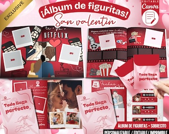 Personalized Valentines Day Photo Sticker Album, Couples Keepsake (Canva Template, Digital Download)