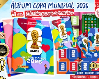 World Cup 2026 Couples Sticker Album, Romantic Soccer Keepsake (Editable Canva)