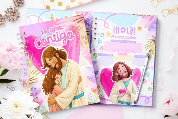 2026 Christian Devotional Planner, Illustrated A5 Bible Study Journal (Editable Canva Template)