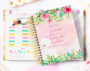 Planner floreale 2026: agenda settimanale stampabile in formato A5 (PDF)