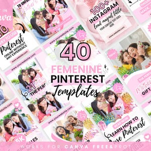 Editable Femenine Pink Pinterest Pins Blogger Templates, Social Media Manager Marketing Pinterest Pins, Mothers Day Pinterest Pins Templates