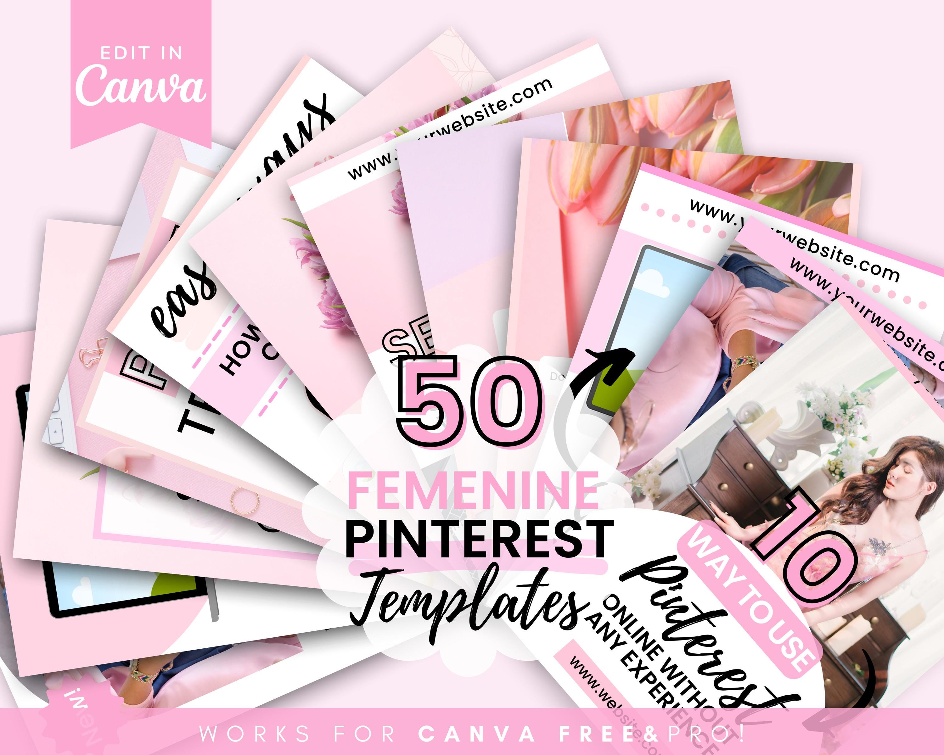 Pink Pinterest Pin Templates: Canva Editable Designs (digital Download ...