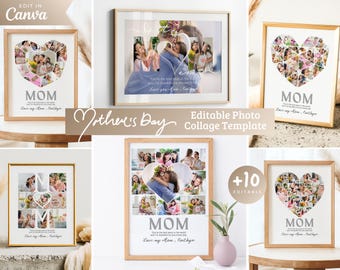 Mother's Day Photo Collage Template, Editable Canva Frame (Digital Download)