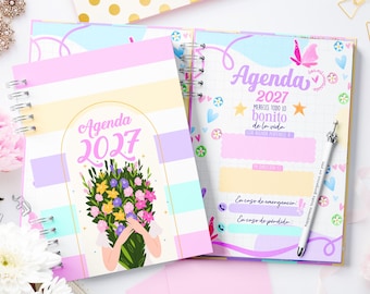 2027 Weekly Planner, Pastel Feminine Agenda, Editable Canva Template (Digital Download)