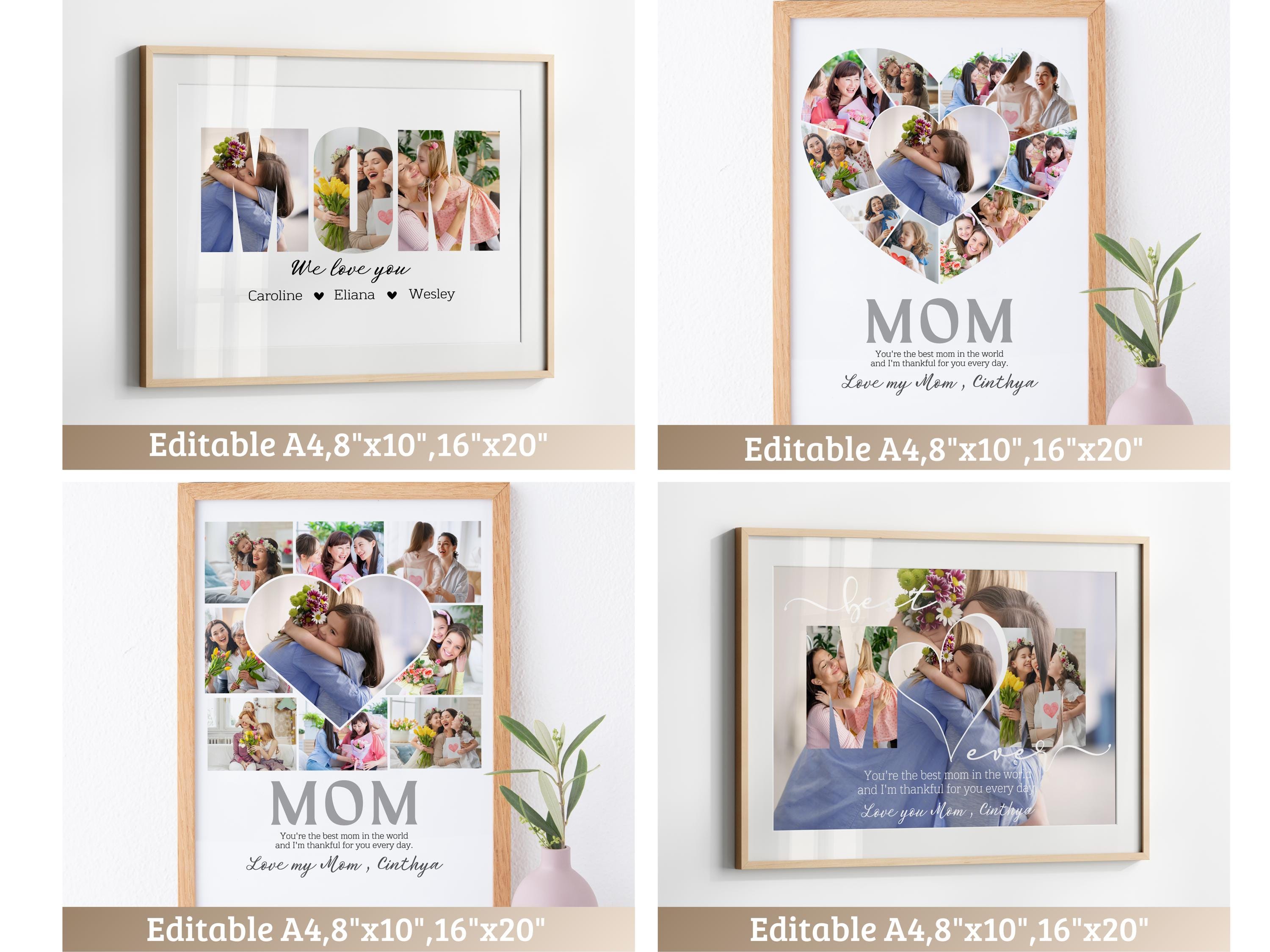 Mothers Day Photo Collage TEMPLATE Canva, Editable Mom Photo Frame ...