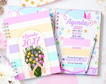 2027 Editable Weekly Planner, Feminine Pastel 2027 Agenda (Digital Download)