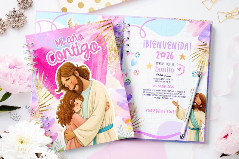 2026 Christian Devotional Planner, Illustrated A5 Bible Study Journal (Editable Canva Template) image 5