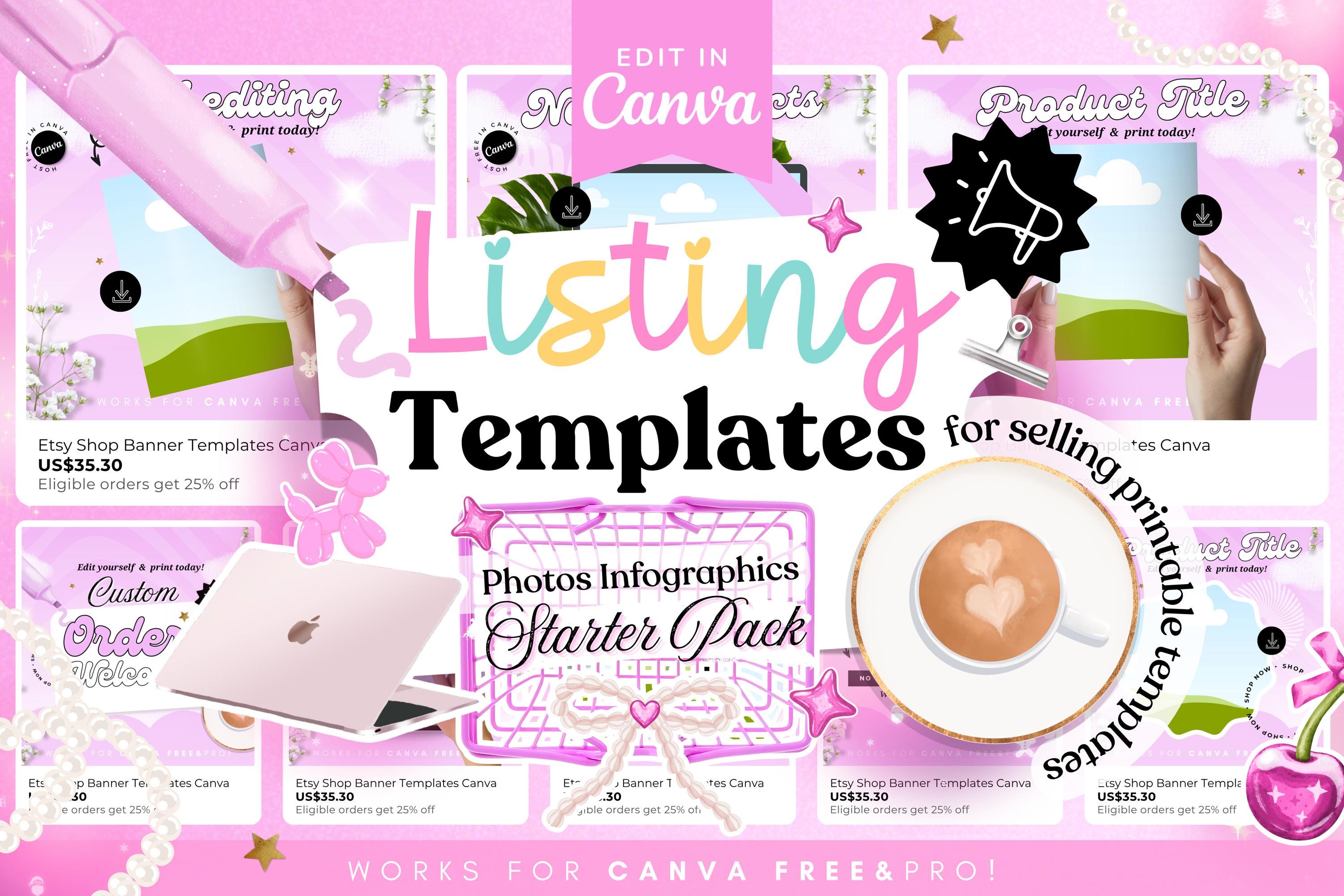 50 Canva Etsy Mockup Templates: Digital Product Listing Photo Kit - Etsy