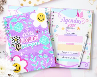 2027 Weekly Planner A5, Editable Canva Agenda, Feminine Pastel Organizer (Digital Download)