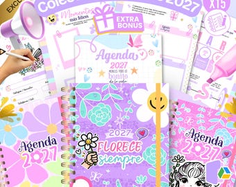MEGAPACK de Agendas 2027 y 2028, Colección exclusiva +15 Agendas 2027 Editable e Imprimible, Fechado 2027 Semanal, Agenda Diaria, Bi diaria