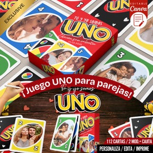 Juego UNO para Parejas San Valentín Editable, Tú y Yo Somos UNO,  Cartas Personalizadas con Fotos, Regalo Romántico para San Valentín