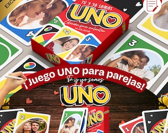 Juego UNO para Parejas San Valentín Editable, Tú y Yo Somos UNO,  Cartas Personalizadas con Fotos, Regalo Romántico para San Valentín