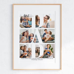 Fathers Day Gift Editable Photo Collage First Gift for Dad, Custom Father&#39;s Day Gift from Daughter, Fathers Day Gift from Kids Photo Collage