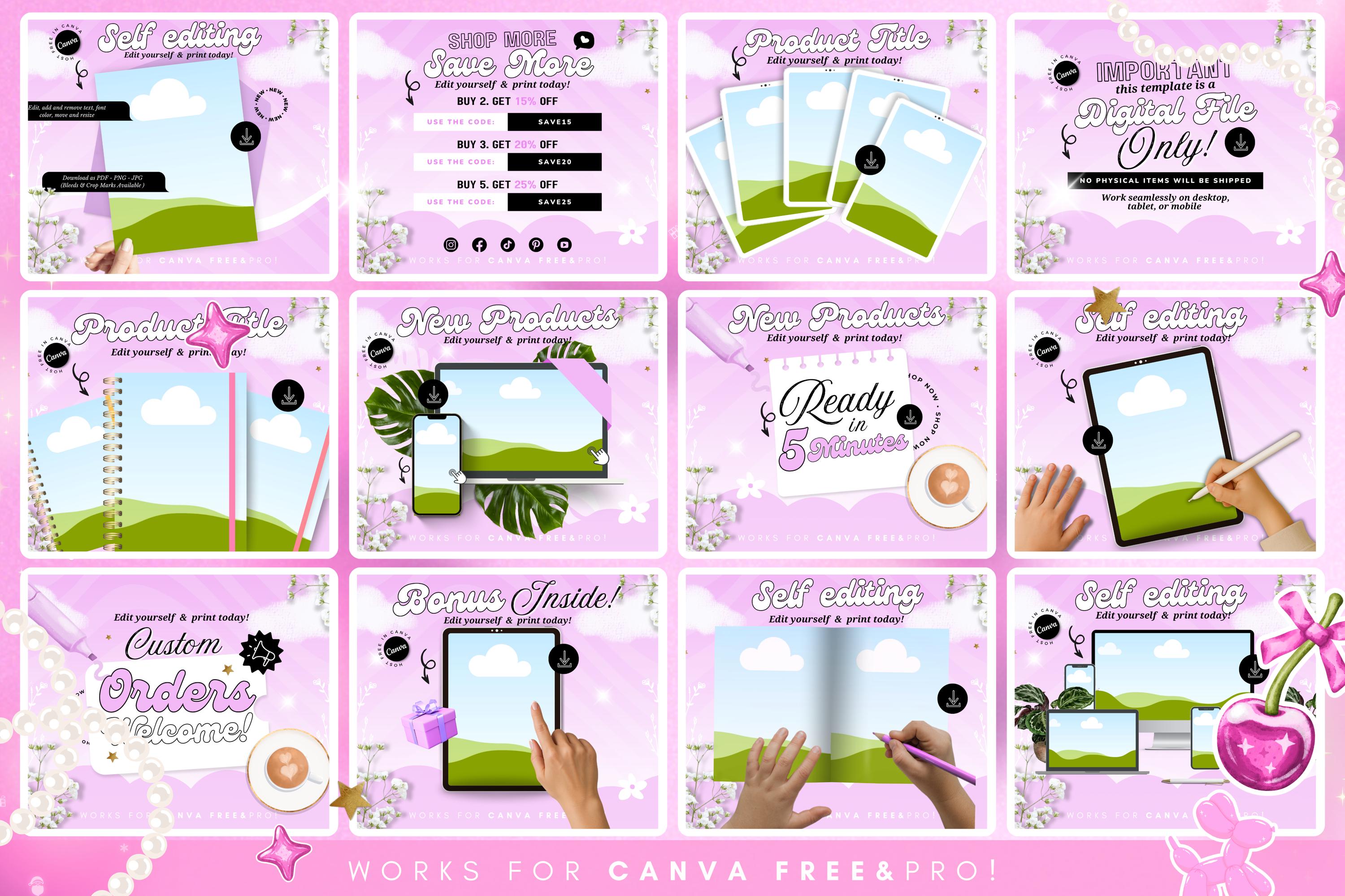 50 Canva Etsy Mockup Templates: Digital Product Listing Photo Kit - Etsy