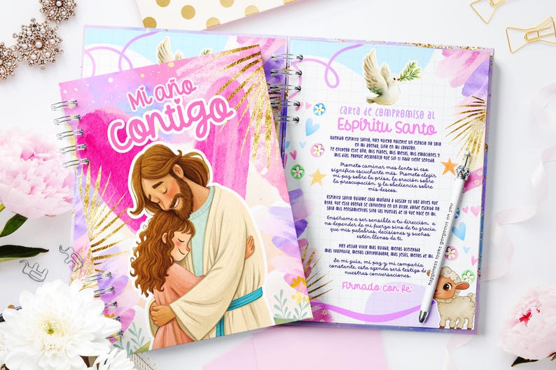 2026 Christian Devotional Planner, Illustrated A5 Bible Study Journal (Editable Canva Template) image 2